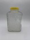 Vintage Glass Anchor Hocking Ribbed Refrigerator Bottle with Yellow Lid