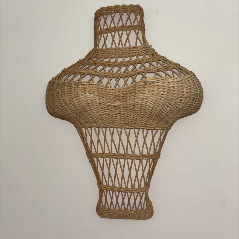 Vintage Wicker Rattan Mannequin Torso Wall Hanging