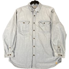 Carhartt Mens Shirt XL Blue Relaxed Fit Long Sleeve Button Down Work S202 CBL