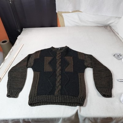 Vintage Sole Sweater Mens Small Brown Fisherman Grandpa Chunky Cable Knit Thick