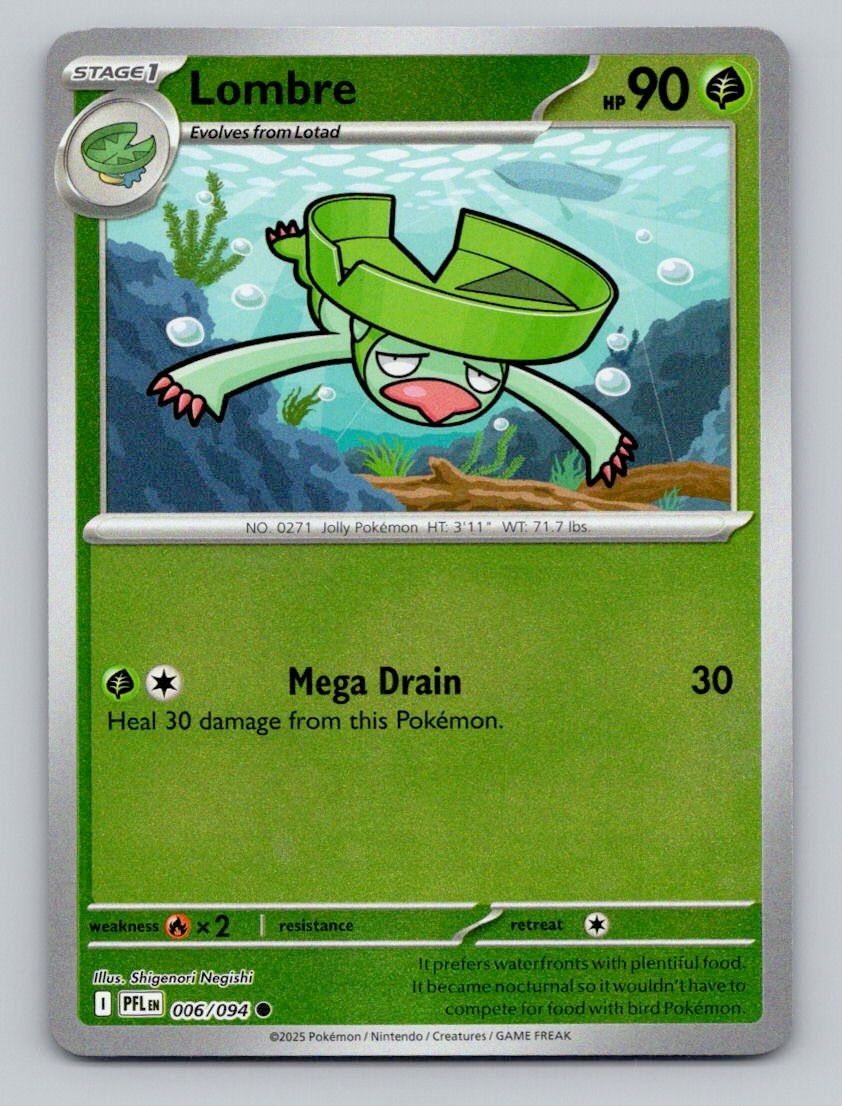 Reverse Holo Lombre 006/094 Common Phantasmal Flames Pokemon