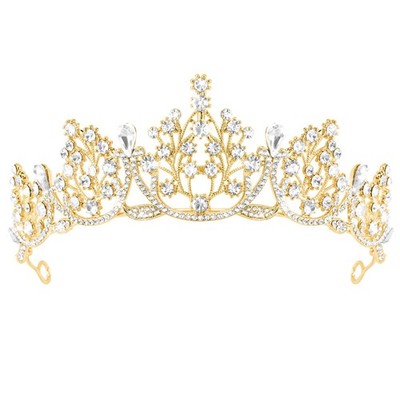 TAROSE Gold Crowns and Tiaras for Women, Queen One Size, 1 B. Gold+White