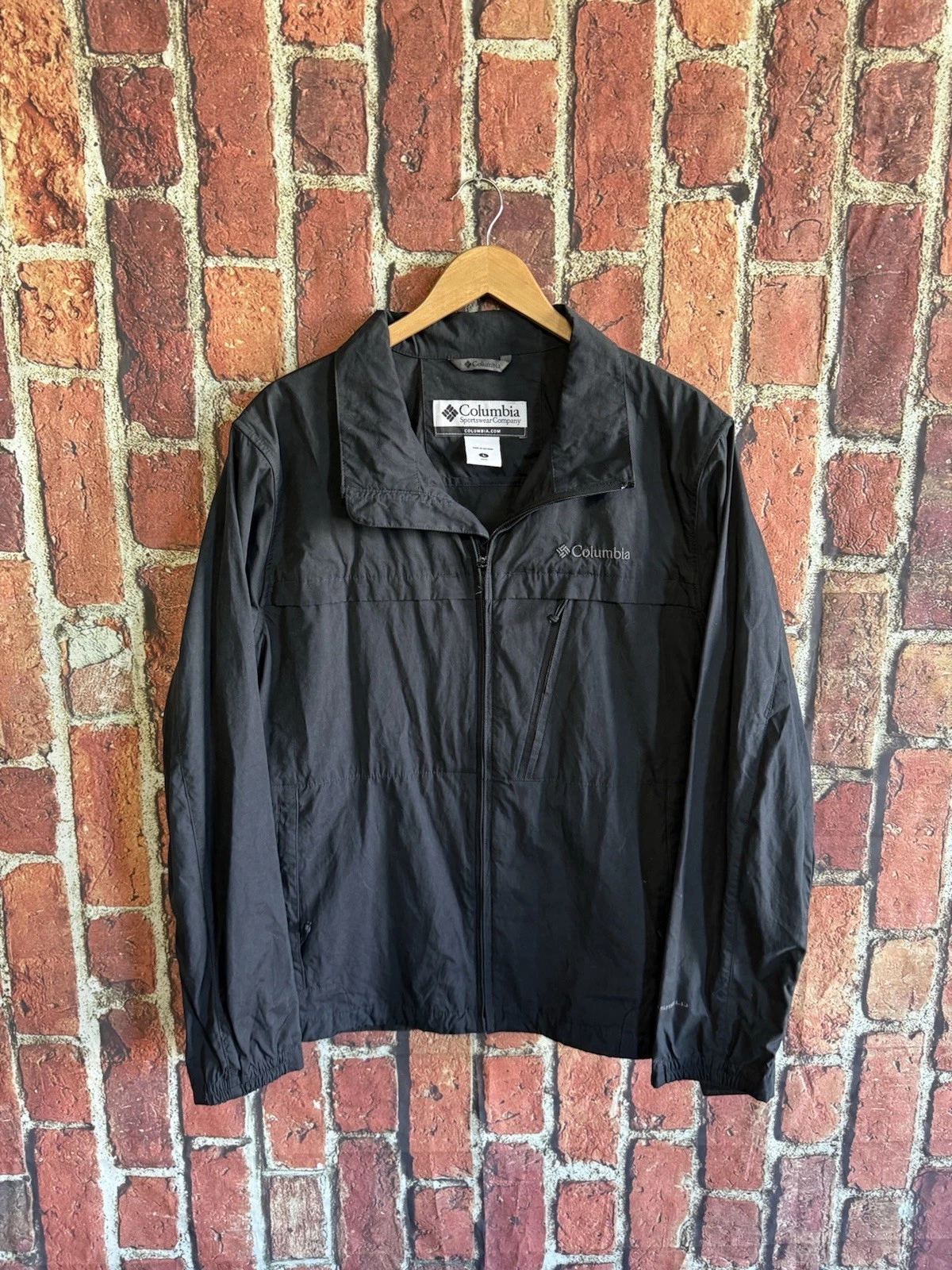 Y2K Columbia Mens Black Full Zip Lightweight Jacket Size Large