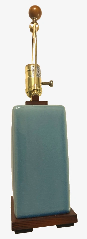 Ralph Lauren Home Porcelain Ceramic Table Dresser Lamp Aqua Blue 2017 Crazing - Image 3 of 4