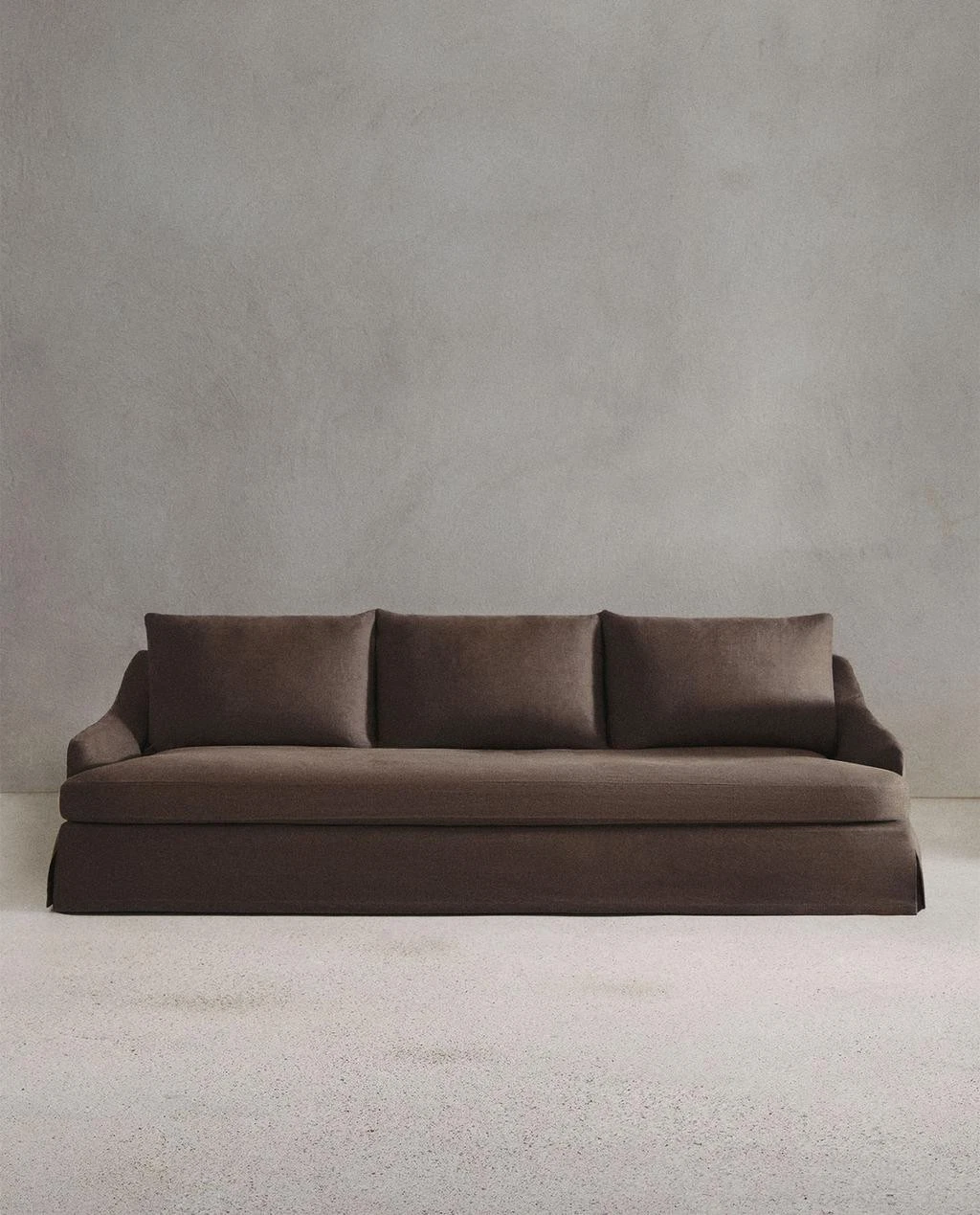 MidCentury Modern Minimalist ZaraHom Style Luxury Brown Linen Sofa Made to Order
