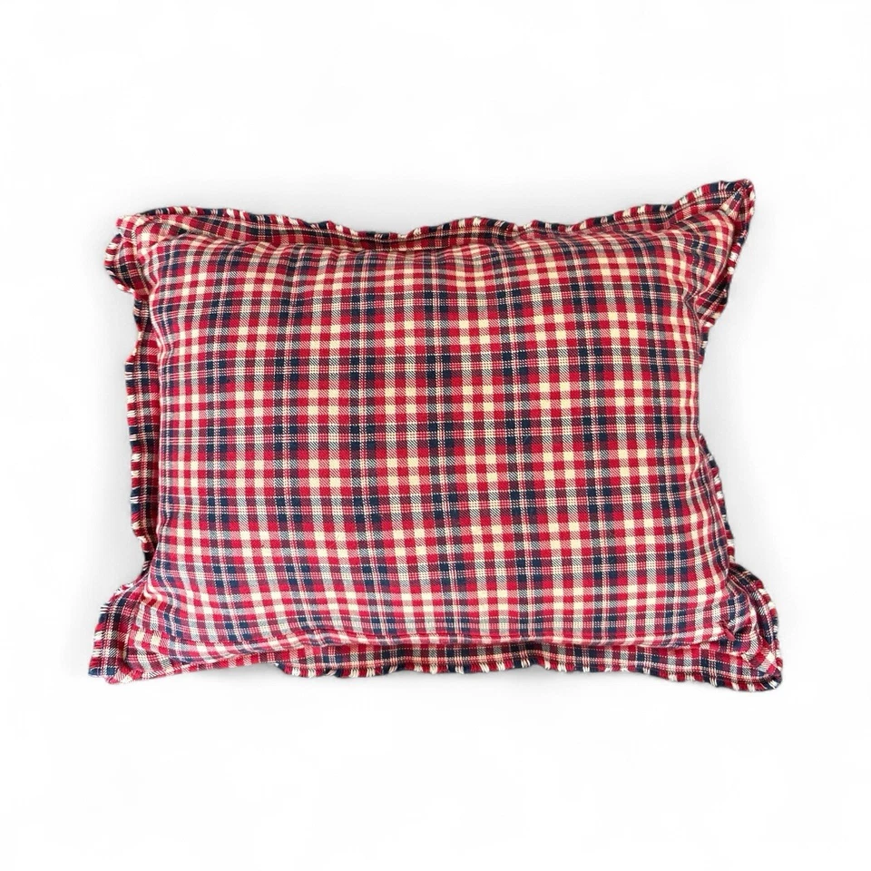 Pottery barn 2017 ‘Oh What Fun! Embroidered Plaid Hem 16x12 Christmas Pillow - Image 2 of 4