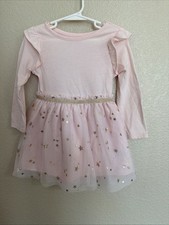Cat  Jack Light Pink Ballerina Dress 2T Long Sleeve Stars On Skirt