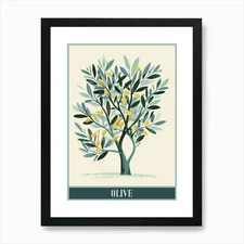 Olive Tree Flat Illustration 6 Post Framed Wall Art Poster Canvas Print Picture