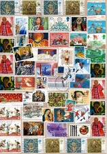 Beautiful hand-made vintage world wide Christmas stamps collage, A4