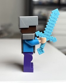 LEGO Minecraft Steve Iron Armor Helmet Sword Minifigure Figure 21131 21118 21126