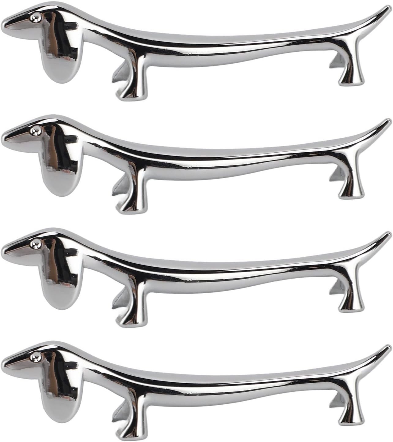 4Pcs Animal-Shaped Chopstick Rest Holder for Spoon Fork Puppy Silver Design