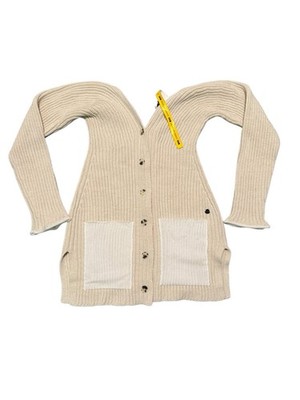Moncler Genius 2 1952 Cardigan Tricot Cream White Ribbed Knit Sweater Jacket M