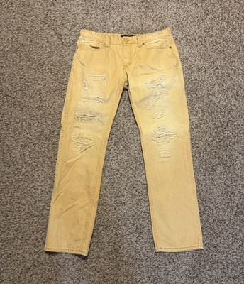 Jordan Craig Men's Beige Distressed Slim Fit Cotton Denim Jeans 5-Pocket