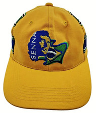 Ayrton Senna Official FIA F1 Vintage Yellow Cap Rare Embroidered Portrait- New