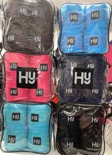 Hy Navy Blue Fleece Bandages for Stable or Travel with Carry Case Set of 4