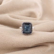 London Blue Topaz Gemstone 925 Sterling Silver Handmade Jewelry Partywear Ring