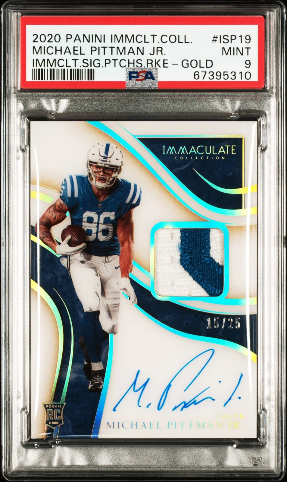 Michael Pittman Jr. Panini Immaculate Collection Immaculate Signature Patches Rookie #ISP19 Gold