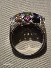 Vintage QCD Sterling Silver Multi Gemstone Ring Size 7