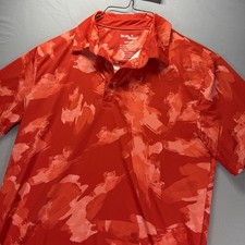Birdie Bound Golf Polo Mens Small Orange Stretch All Over Print Performance