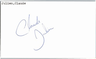 1980's -Claude Julien- Signed/Autograph/Auto Index Card Quebec Nordiques NHL