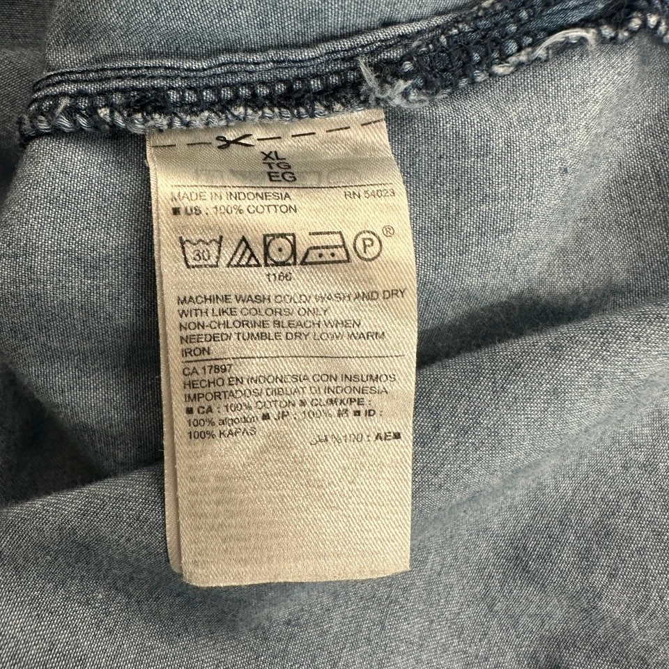 Vestido Camisa Cambray Azul Marino Antiguo Para Mujer Talla XL Denim Look Todos los Días Informal Foto 4 de 4