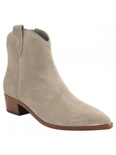 MARC FISHER Womens Beige Mikala Pointed Toe Block Heel Leather Boots 9.5 M