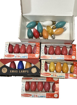 34 Vtg  C-9 1/4 Christmas String Light Bulbs Multi Colors Untested Some New