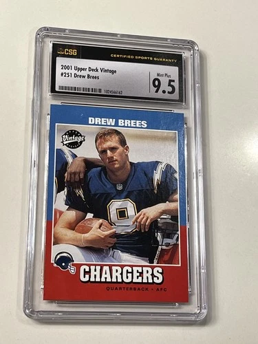 2001 Topps Football card 251 Drew Bees San Diego Chargers CSG 9.5