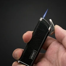 Metal Ultra-thin Windproof Cigarette Lighter Boutique Leather Inflatable Torch