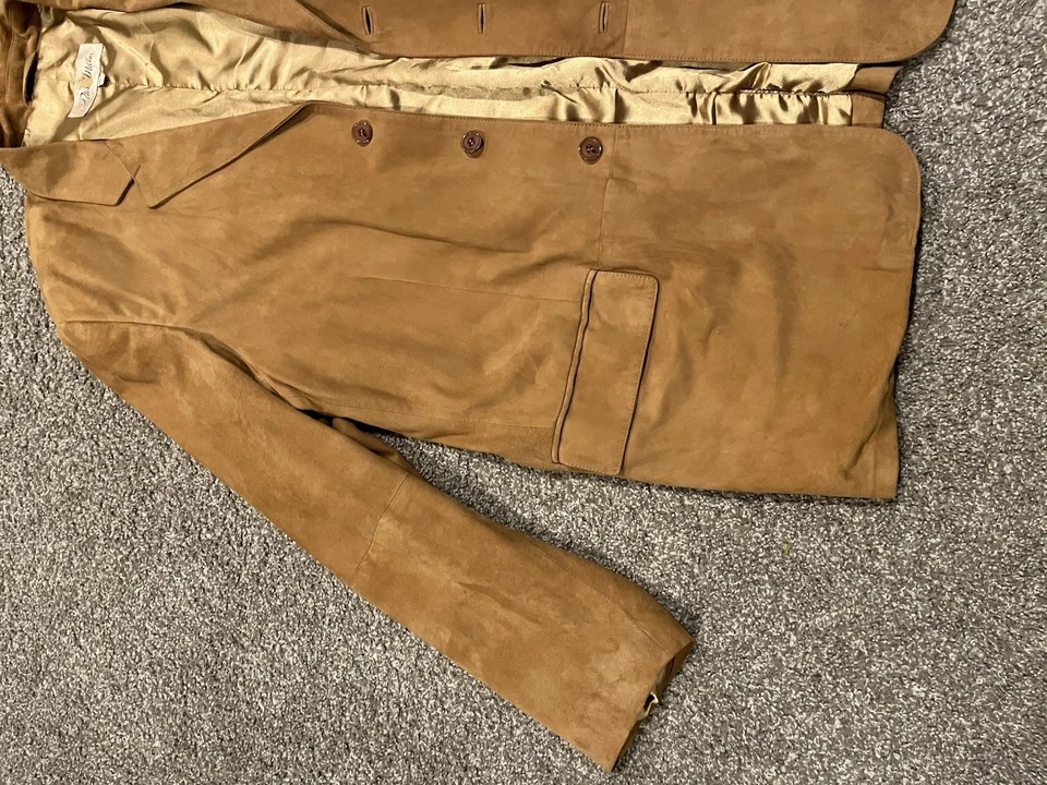 Chaqueta de cuero de gamuza marrón Peter Millar XXL para hombre Foto 3 de 4