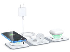 Wireless Charger 3 in1 for RTOPS Magnetic Travel Wireless Charging Station White