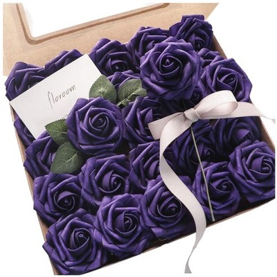 Bulk 50pcs Dark Purple Foam Roses for Floral Arrangements