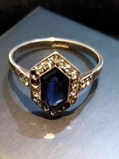 ANTIQUE 1930s ART DECO SAPPHIRE PASTE RING STUNNING SIZE L - US 51
