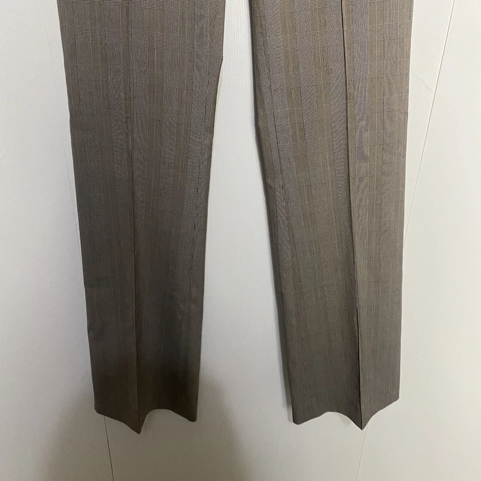 Calça Rebecca Taylor feminina marrom xadrez perna larga acabamento em renda tamanho 4. - Imagem 3 de 4