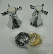 DaVinci Bedford Cross Faucet Handle Pair Polished Chrome W/ Escutcheon P101