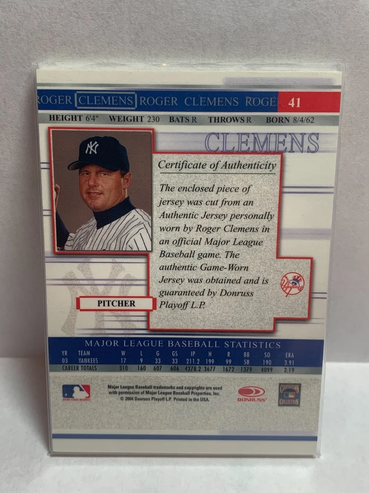 2004 Donruss Timelines Material #41 Roger Clemens (Jersey) - Image 2 of 2