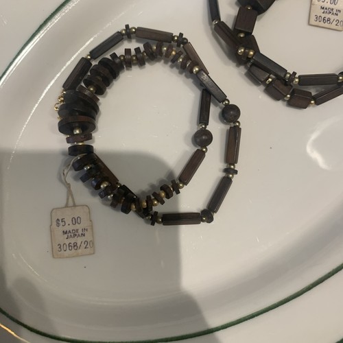 Coro 16” Lot Of 4 New Necklaces 2 Have Tags Unisex Retro Chunky Wood Look Beaded - Picture 8 of 15