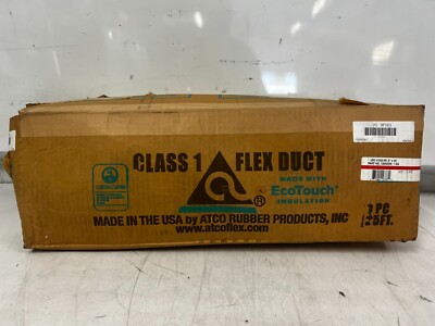 ATCO Flexible Duct 6''X25', R 4.2, 0.05% Vapor Trans, Fiberglass, Metallized Poly