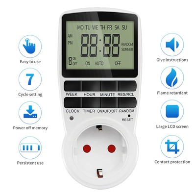 Programmable Electronic Digital Timer Switch Socket Outlet  EU US UK AU FR Plug