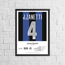 Javier Zanetti Inter Miland Legend Stats Football Print