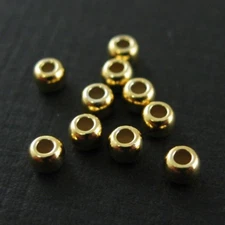 Gold Plated 2.5mm Smooth Round Beads (Sold Per 30 Pieces)