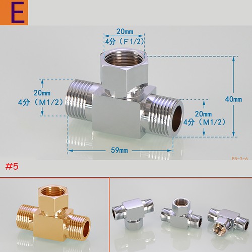 BSP 1/2"Chrome Angle Valve Heated Tee Union Brass Fitting Female Male Connecter - Picture 8 of 13