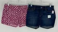 Old Navy Shorts Jean Denim Geometric Adjustable Waist Shorts Girls 16 Lot of 2