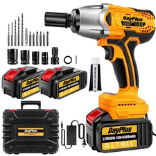 21V Cordless Impact Wrench 1/2" 1800NM High Torque Brushless Drill with Battery
