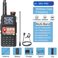 5RH PRO GPS 10W WALKIE TALKIE MULTI BAND RECHARGEABLE TWO WAY RADIO 771 ANTENNA