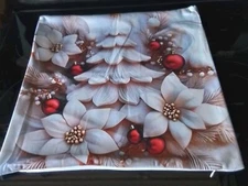  LOVELY Holiday Throw Pillow Cover- White Tree/Red, Gold 18X18 Thicker, Soft-New