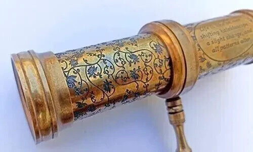 Brass Kaleidoscope W/Handle Antique Appearance Twist Kaleidoscope - Picture 4 of 4