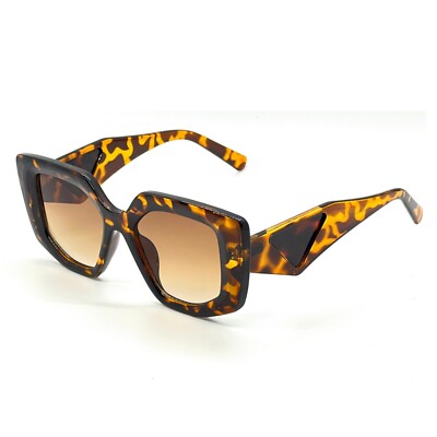Tortoise Sunglasses Square Frame Designer Fashion Statement Trendy Retro Lentes