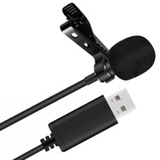 USB 2.0 Mic Microphone Clip-on Lapel Mini Lavalier PC For Recordings - US