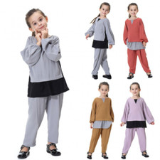 Girls Casual Tops Pants Kids Round Neck Long Sleeved Patchwork Clothing Set